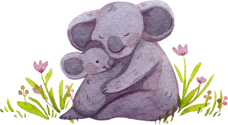 Watercolor Baby & Parent Animals Koala